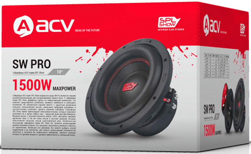 Сабвуфер ACV SW PRO104D V2 Мощность MAX 1500Вт, …