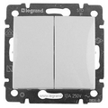 Переключатель двухклавишный Valena скрытой установки IP20 . 10А проходной (сх.6+6) белый 774408 Legrand