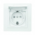 Розетка одинарная Минск скрытой установки IP44 с заземлением со шторками 16А с крышкой в сборе белый ERR16-029-100-44 EKF