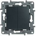 Выключатель двухклавишный Etika 10А антрацит 672602 Legrand