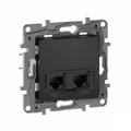 Розетка RJ45+RJ45 компьютерная Etika информационная cat.5e UTP антрацит 672655 Legrand
