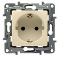 Розетка одноместная Etika с заземлением со шторками 16А бежевый 672322 Legrand