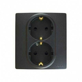 Etika антрацит Розетка двойная 16А со шторками с заземлением 672633 Legrand