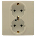 Розетка двухместная Etika с заземлением без шторок бежевый 672323 Legrand