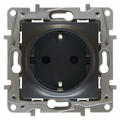 Etika антрацит Розетка 1-ая 16А со шторками с ЗК 672622 уп.20шт Legrand