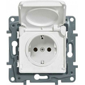 Розетка одноместная Etika IP44 с заземлением со шторками с крышкой 16А белый 672232 Legrand