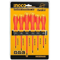 Набор отверток диэлектрических Cr-V, VDE SL3.0х75, SL4.0х100, SL6.5х150, PH0х60, PH1х80, PH2х100 INGCO INDUSTRIAL HKISD0608