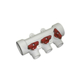 Коллектор PPR 32x20 3 выхода с шаровыми кранами (красный + синий .бант) PPR (белый) 80917