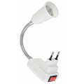 Переходник вилка-Е27 гибкий 300мм с выключателем, белый, 24650 3 REV