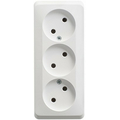 Розетка тройная ЭТЮД открытой установки без заземления без шторок 16А 250В белый PA16-009B Schneider Electric