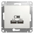Розетка 2 USB GLOSSA скрытой установки A+A, 5В/2,1А, 2 х 5В/1,05А механизм белый GSL000133 Schneider Electric Розетка 2 USB GLOSSA скрытой установки A+A, 5В/2,1А, 2 х 5В/1,05А механизм белый GSL000133 Schneider Electric