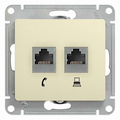 Розетка RJ11+RJ45 телефонная+компьютерная GLOSSA скрытой установки кат. 5е механизм бежевый GSL000285 Schneider Electric Розетка RJ11+RJ45 телефонная+компьютерная GLOSSA скрытой установки кат. 5е механизм бежевый GSL000285 Schneider Electric