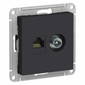 Розетка TV+RJ45 телевизионная + компьютерная Atlasdesign скрытой установки cat. 5Е карбон ATN001089 Schneider Electric Розетка TV+RJ45 телевизионная + компьютерная Atlasdesign скрытой установки cat. 5Е карбон ATN001089 Schneider Electric