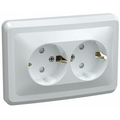 Розетка двухместная ВЕГА с заземляющим контактом без защитной шторки 16А РС12-3-ВБ белый (ERV21-K01-16-DM) IEK
