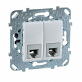 Розетка RJ11+RJ11 телефонная Unica скрытой установки 4 контакта механизм белый MGU5.9090.18ZD Schneider Electric Розетка RJ11+RJ11 телефонная Unica скрытой установки 4 контакта механизм белый MGU5.9090.18ZD Schneider Electric