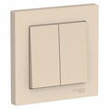 Выключатель двухклавишный Atlasdesign скрытой установки 10А (сх.5) в сборе бежевый ATN000252 Schneider Electric Выключатель двухклавишный Atlasdesign скрытой установки 10А (сх.5) в сборе бежевый ATN000252 Schneider Electric