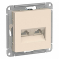 Розетка двойная Atlasdesign скрытой установки компьютерная RJ45+RJ45, cat. 5E механизм бежевый ATN000285 Schneider Electric Розетка двойная Atlasdesign скрытой установки компьютерная RJ45+RJ45, cat. 5E механизм бежевый ATN000285 Schneider Electric