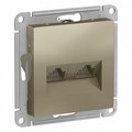 Розетка двойная Atlasdesign скрытой установки компьютерная RJ45+RJ45, cat. 5E механизм шампань ATN000585 Schneider Electric Розетка двойная Atlasdesign скрытой установки компьютерная RJ45+RJ45, cat. 5E механизм шампань ATN000585 Schneider Electric