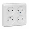Розетка четырехместная ЭТЮД открытой установки без заземления без шторок белый PA16-205BSchneider Electric
