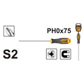 Отвертка крестовая PH0*75мм S2 INGCO INDUSTRIAL HS68PH0075