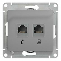 Розетка RJ11+RJ45 телефонная+компьютерная GLOSSA скрытой установки кат. 5е механизм алюминий GSL000385 Schneider Electric Розетка RJ11+RJ45 телефонная+компьютерная GLOSSA скрытой установки кат. 5е механизм алюминий GSL000385 Schneider Electric