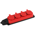 Колодка каучуковая с заземлением 4 гнезда красная 16A K-4e-RED-IP44 Б0044553 ЭРА