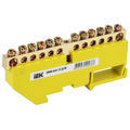 Шина "PE" (земля) 12 отверстий 6х9 мм на DIN-изоляторе (желтый) ШНИ-6х9-12-Д-Ж YNN10-69-12D-K05 IEK