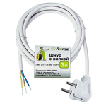 Сетевой шнур с вилкой 3x0,75 3 м. 6 А, белый