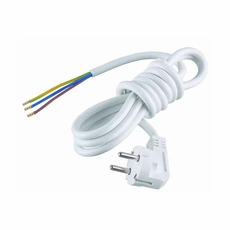 Сетевой шнур с вилкой ПВС 3x0.75, 1.5м с з/к, белый LUX