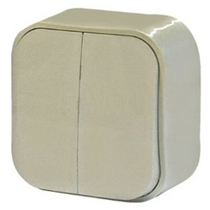 Выключатель двухклавишный 10А бежевый Quteo 782232 открытой установки Legrand