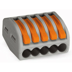 Клемма для распределительных коробок 5 жил 0,08-4,0 мм2 с рычагом зажимом 222-415 WAGO