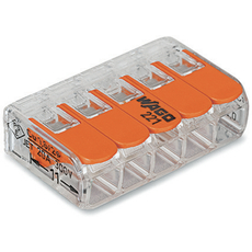 Клемма для 5 проводников универсальная с рычагом, прозрачная 0,14 - 4,0 мм. 221-415 WAGO