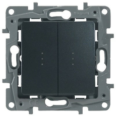 Переключатель двухклавишный Etika с подсветкой 10А антрацит 672616 Legrand