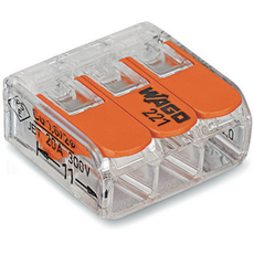 Клемма для 3 проводников универсальная с рычагом, прозрачная 0,14 - 4,0 мм. 221-413 WAGO