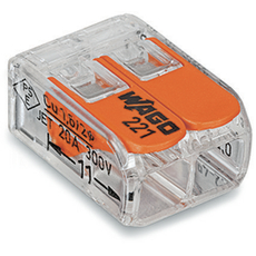 Клемма для 2 проводников универсальная с рычагом, прозрачная 0,14 - 4,0 мм. 221-412 WAGO