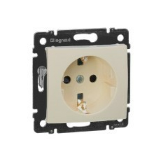 Розетка одноместная Valena скрытой установки с заземлением со шторками 16А бежевый 774321 Legrand