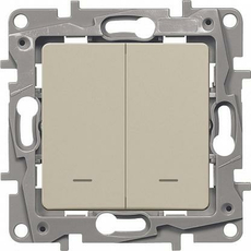 Выключатель двухклавишный Etika с подсветкой бежевый 672304 Legrand