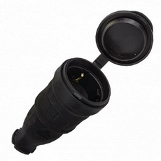 Розетка переносная с защитной крышкой каучуковая 230В, 2P+PE, 16A, IP44 EKF PROxima RPS-012-16-230-44