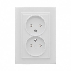 Розетка двойная Минск скрытой установки без заземления со шторками 10А в сборе белый ERR10-102-100 EKF