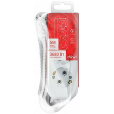 Удлинитель 3 гнезда 5 метров с/з 16А ПВС 3х1,5 со шторками (32057 9) Duwi Supraline