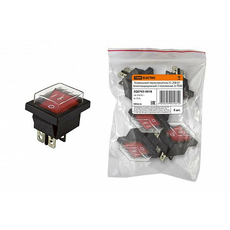 Клавишный переключатель YL-208-01 черный корпус красная клавиша (влагозащищенная) 2 пол 2з TDM SQ0703-0018