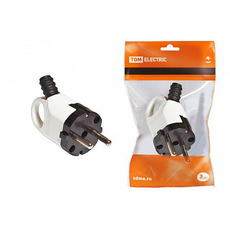 Вилка угловая с ушком с заземлением белая 16А 250В SQ1806-0005 TDM