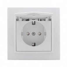 Розетка одинарная Минск скрытой установки с заземлением со шторками 16А с крышкой в сборе белый ERR16-029-100 EKF