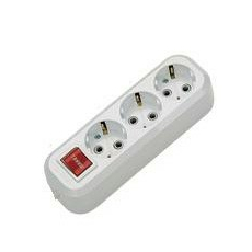 Колодка удлинителя трехместная розетка с заземлением +выключатель МGP211 Makel