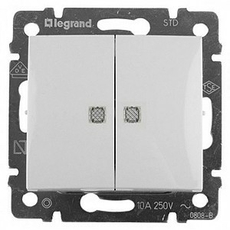 Выключатель двухклавишный Valena скрытой установки IP20 с подсветкой белый 774428 Legrand
