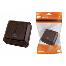 Ладога Выключатель 2-кл. открытой установки с подсветкой IP20 10А бук SQ1801-0030 TDM