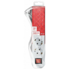 Удлинитель 5 гнезд 3 метра с/з 16А ПВС 3х1,5 со шторками с выключателем (32062 3) Duwi Supraline