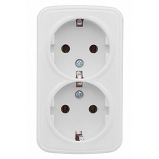 Розетка двойная Минск открытой установки с заземлением без шторок 16А белый EGR16-128-10 EKF