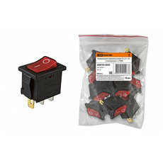 Клавишный переключатель YL-211-02 черный корпус красная клавиша 2 пол 1з TDM SQ0703-0020