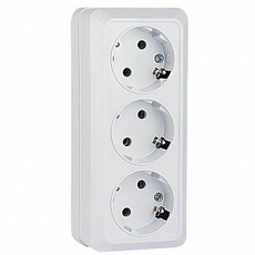 Розетка 3-местная 16А с заземлением белая Рим ENR16-228-10 EKF